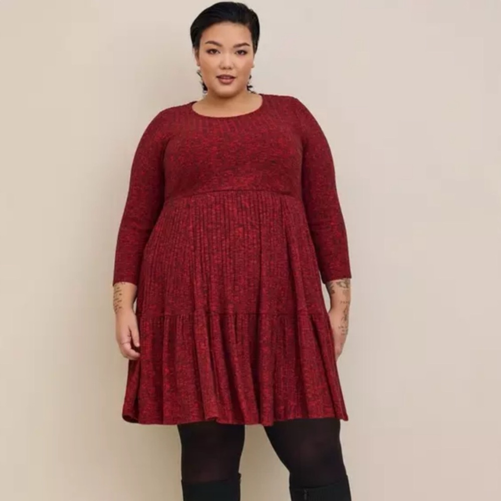 Torrid Mini Brushed Rib Tiered Skater Dress